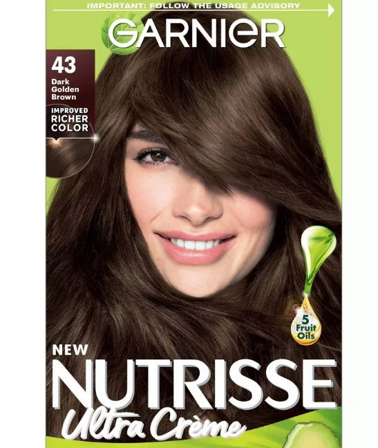Garnier Nutrisse Nourishing Permanent Hair Color Creme - 43 Dark Golden Brown - Bellso